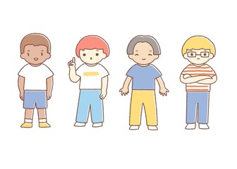 様々な国の男性たちの全身イラストのセット