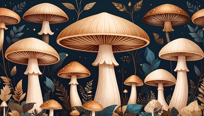 魔法の森のキノコイラスト