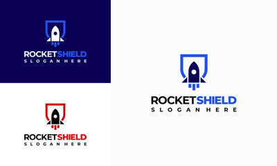 Modern Rocket Shield logo designs concept vector, Rocket logo template