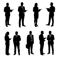 Silhouette image of business people in various poses, likely for presentations or business communication.