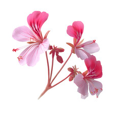 Delicate Pink Pelargonium Flowers with Intricate Petal Details on Black Background