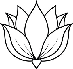 lotus stem line art, black outline, vector and illustration