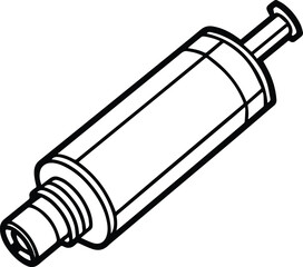 muffler silence line art, black outline, vector and illustration