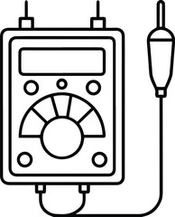 multimeter line art, black outline, vector and illustration