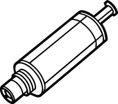 muffler silence line art, black outline, vector and illustration