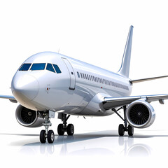 Fototapeta premium Stock photo of a commercial airplane jet airliner on a white background