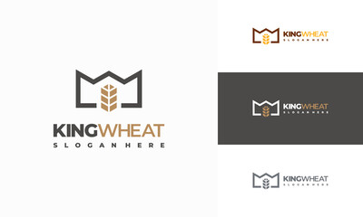 Fototapeta premium King Wheat Logo designs concept vector, Royal Grain Wheat logo template