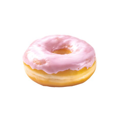 Delicious Donut with Pink Frosting on a Dark Background - Tempting Treat