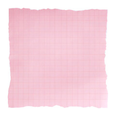 Torn Pink Graph Paper Piece Isolated on Black Background for Creative Designs
