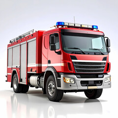 Red fire truck emergency vehicle for firefighting and rescue services