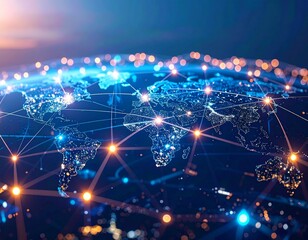 Global network connection world map technology internet communication