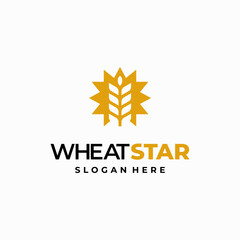 Wheat Grain Star logo designs concept vector, Agriculture wheat Logo Template vector icon
