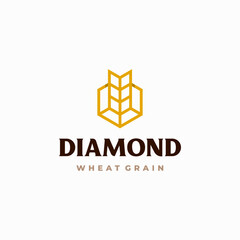 Wheat Grain Diamond logo designs concept vector, Agriculture wheat Logo Template vector icon