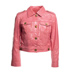 Stylish pink leather jacket isolated on black background fashion concept