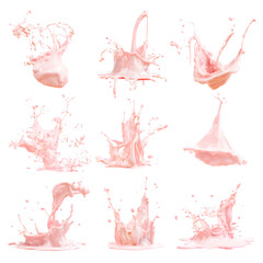 Strawberry Milk Splash Collection: Dynamic Fluid Art on Black Backdrop Compilation