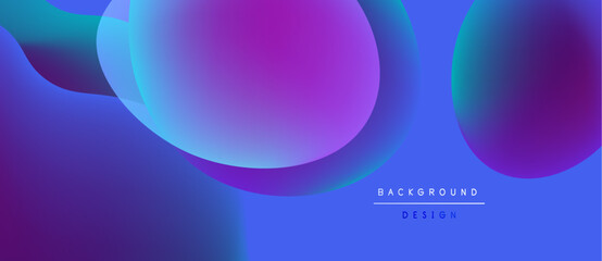Abstract fluid shapes blend vibrant purple, blue hues. Modern design evokes movement, energy, depth. Background suggests innovation, creativity.
