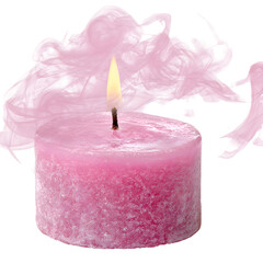 Elegant Pink Candle with Decorative Smoke on Black Background for Relaxation