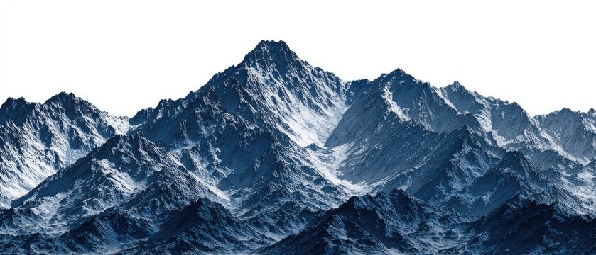 Majestic mountain range, snow-capped peaks