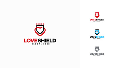 Love Shield logo designs concept vector, Love and Shield logo symbol icon template