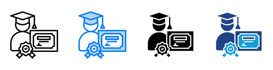 Graduate icon set multiple style collection
