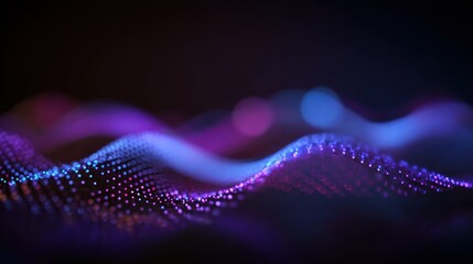 Flowing arrangement of interconnected nodes with blue, purple, and pink color gradients, evoking a dynamic, futuristic, and tech-inspired aesthetic