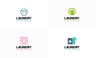 Set of Laundry Logo designs concept vector, Cloth Washing logo template