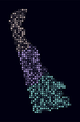 Delaware, shape of the state build of colored cells. Digital style map of the Delaware on dark background. Small size square blocks. Abstract vector illustration.
