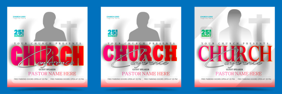 Church conference social media post or worship square flyer banner