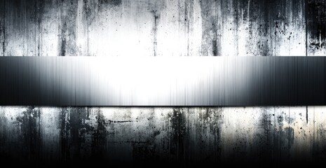Grunge metal plate on textured wall