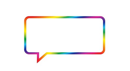 Colorful outlined speech bubble graphic.