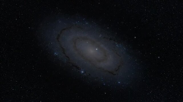 Swirling Blue Galaxy with Glowing Center in Deep Space Field