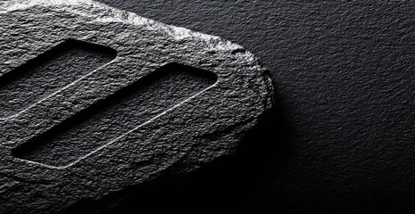 Close-up of dark gray stone with etched grooves
