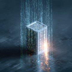 Abstract digital server cube, data streams