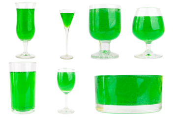 Glass of Green Drink on White Background