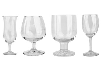 Minimalist Drinkware Champagne Wine and Water Glasses Isolated