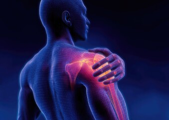 3D anatomical illustration of a painful shoulder