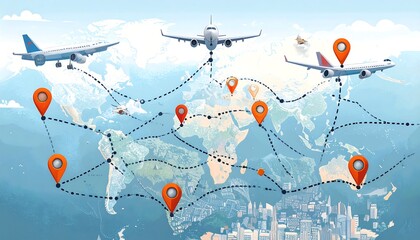 Global air travel routes