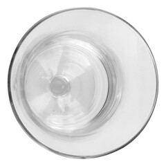 Top View of Modern Glassware Wine Champagne and Water Glasses on White