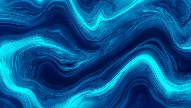 Hypnotic Flow of Luminous Blue and Cyan Abstract Energy Waves Creating a Vibrant and Dynamic Swirling Pattern Background