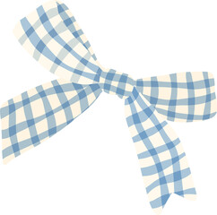 Obraz premium Blue Gingham Bow Illustration