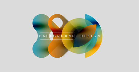 Abstract colorful shapes overlap, creating dynamic background design. Soft gradients, modern aesthetic, simple composition.
