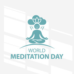 The flat design concept for World Meditation Day poster focuses on simplicity, elegance, and ease of recognition. Vector Sign for Banner, Logos, Labels and Icons.