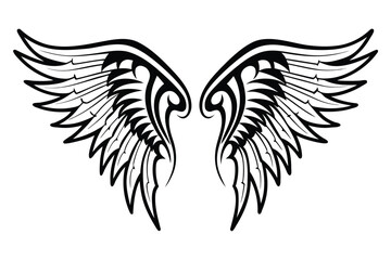 angel wings tribal tattoo shaped like a phoenix