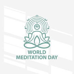 The flat design concept for World Meditation Day poster focuses on simplicity, elegance, and ease of recognition. Vector Sign for Banner, Logos, Labels and Icons.