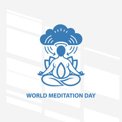 The flat design concept for World Meditation Day poster focuses on simplicity, elegance, and ease of recognition. Vector Sign for Banner, Logos, Labels and Icons.