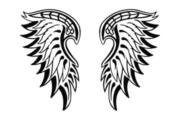 bold black tribal wings with feather details  copy