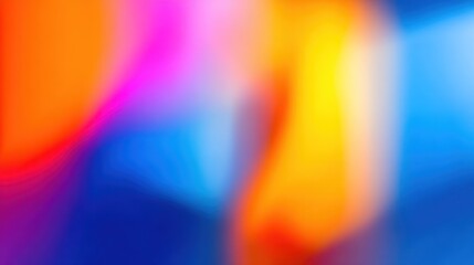 Vibrant hues merge in a soft, blurred gradient of orange, pink, yellow, & blue. The colors blend creating a dreamy, colorful background