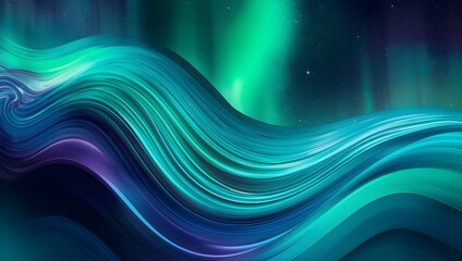 Abstract swirling lines depicting the aurora borealis with vibrant shades of turquoise, teal, and emerald green