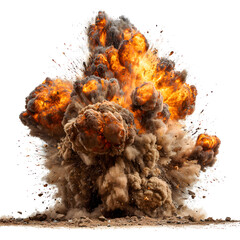 Dramatic Explosion with Fiery Flames and Dark Smoke on a Black Background