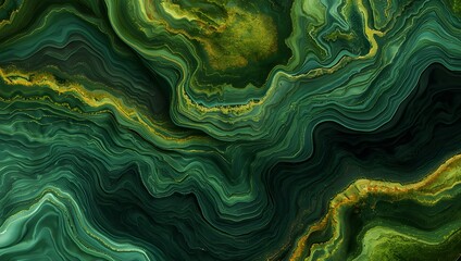 Obraz premium Abstract Green and Gold Marble Texture Swirling Design for Backgrounds and Designs